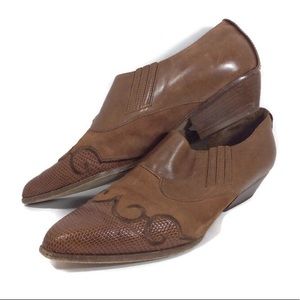 VTG Via Spiga Embroidered Leather Booties Sz 8.5